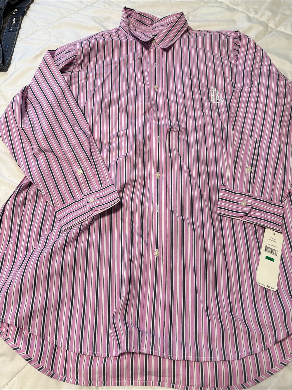 Lauren Ralph Lauren Pink Multi-Stripe Women's Button-Up Pajama Top
